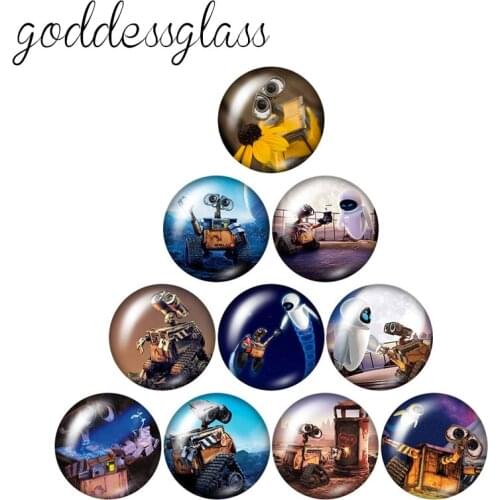 Disney WALL E robot EVE Planet 10pcs 12mm/18mm/20mm/25mm Round photo glass cabochon flat back Necklace Making findings