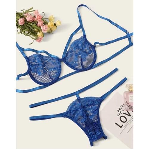European Style Sexy Bra Briefs Set Women Lace Bra Fashion Hollow Out Underwear Sexy Invisible G-String Pants Female Lingerie Set