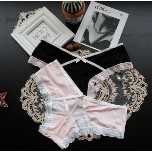 European and American Seamless Lace Womens Underwear Womens Low-waist Ice Silk Ultra-thin Cute Mesh Womens Briefs