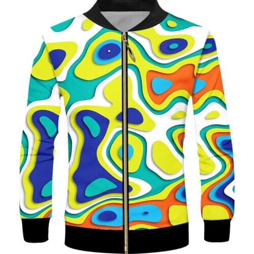 IFPD EU/US Size New Paint Color Pattern Zipper Jackets Autumn Men 3D Printing Sweatshirts Personality Streetwear Dizziness Coat
