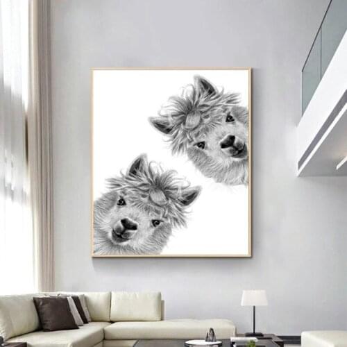 Funny Animal Black and White Camel Canvas Painting Wall Art Nordic Posters and Prints Wall Pictures for Living Room Decoration
