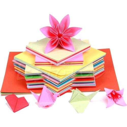 Colorful Square Double Sided Origami Folding Lucky Wish Paper Crane Craft Sheets