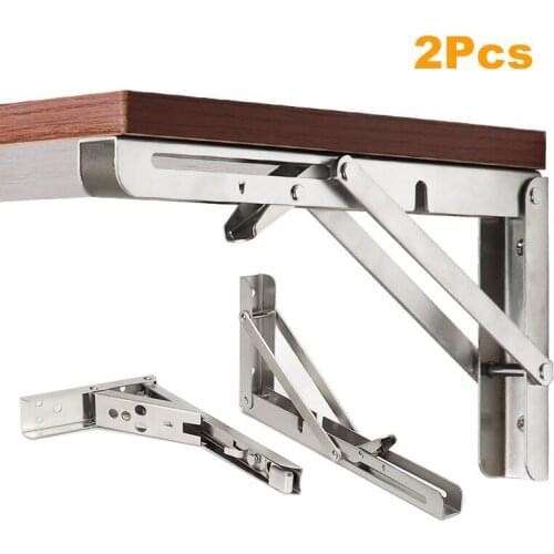 2Pcs Brackets 8-24 inch Decorative Wall mounted Shelf Bracket 304 Stainless Steel Triangular Support Foldable Table Support