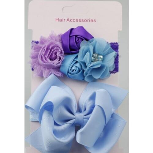 2pcs 2018 Toddler Rose Lace hair band elastic double hair Bow flower Headband Baby girls headwear children hair accessories