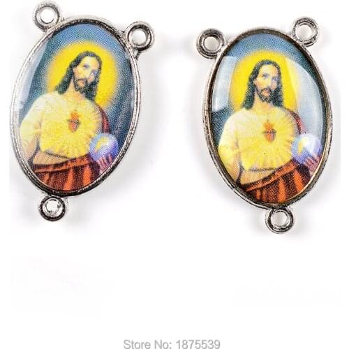 Yellow Color Jesus Rosary Center Medals Two Side Same Image
