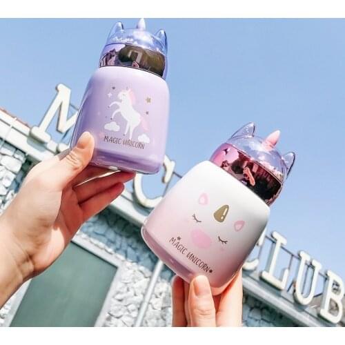 Cute Unicorn Vacuum Cup Stainless Steel Thermal Insulation Water Bottle Portable Drinkware Mini Coffee Vacuum Flasks Thermos