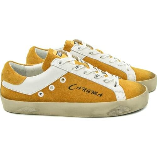 CANGMA Luxury Brand Designer Men Sneakers Suede Male Footwear Genuine Leather Casual Yellow Vintage Shoes 2021
