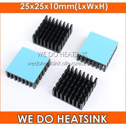 WE DO HEATSINK Black Anodized 25x25x10mm Cooler With Thermal Pad, Heatsink For IC Packages,BGA,PGA,QFP,LCC