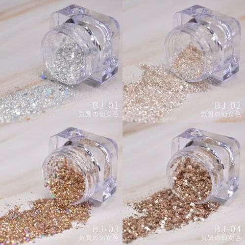 5Set 4Box Holographic Nail Glitter Set Gold Bottle DIY Flake Nail Art Dust Hexagon Glitter Powder Mermaid Sequins For Nail