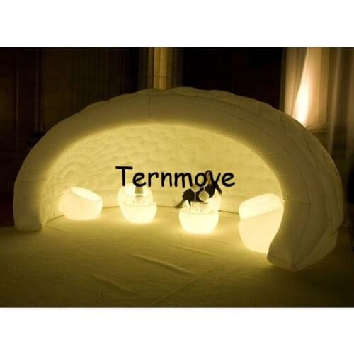 Stage inflatable luna pod tent air igloo shell tent for concert half-moon inflatable air dome luna tent with led light