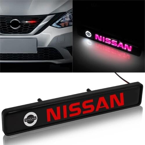 1pc Car sticker front hood grille emblem LED decorative lights For Nissans Nismo Tiida Teana horizon Juke x-trail Almera Qashqai