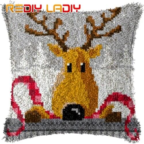 Latch Hook Cushion Animals Raccoon Printed Canvas Cushion Cover Acrylic Yarn Crochet Pillow Case Set Hobby & Crafts Home Decor