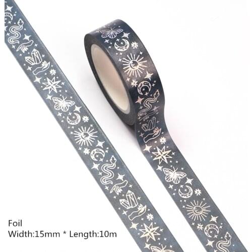 NEW 10pcs/lot 15MM*10m Silver Foil Divination Washi Tape Scrapbooking Masking Tape Office Adhesive Kawaii Stationery