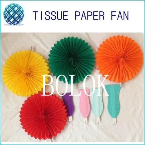 New Arrival 100pcs/lot Colorful 14 Inch(35cm) Tissue Paper Hanging Fans