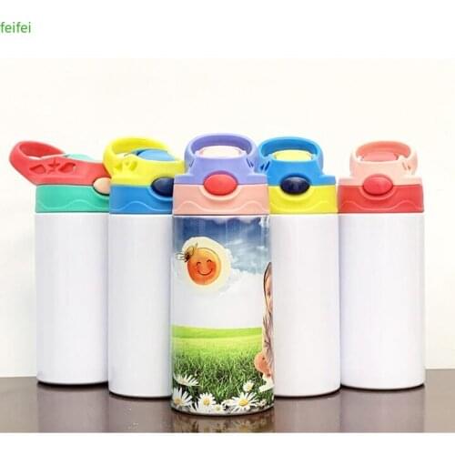 Wholesale 12oz Sublimation Kids Bottle Skinny Tumbler Blank Stainless Steel Double Wall Vacuum Insulated Sippy Cups Water Bottle