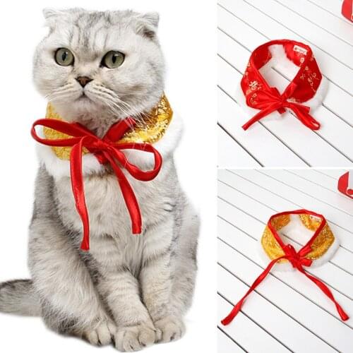 Pet Collar Chinese Style Adjustable Dog Bowtie Pet Scarf For New Year Chinese Spring Festival Pet Supplies Clothing accessories