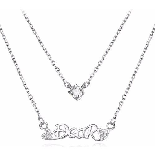 GNX0414 925 Sterling Silver Pendants Necklaces Choker Lovely "Dear" Crystal Heart Pendant Luxury Jewelry Women Necklace