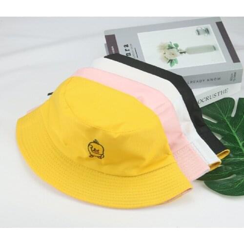 Bucket Hats Wide Brim Embroidery Double Sided Yellow Purple Summer Hats Casual Sun Protection Women Hats New Gorras Para Mujer