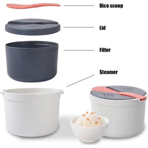 Portable Microwave Steamed Rice Cooker Multi-function Kitchen Tools Food Grade Steaming Hot Soup Cooking Bento Lunch Box