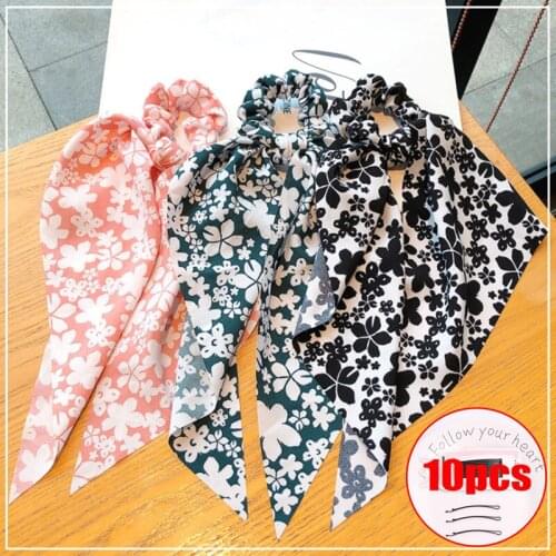 Small Floral Bands Tied Hair Rubber Band Bow Knot Headdress Bandages Tied Ponytail Headbands Female Hair Accessories