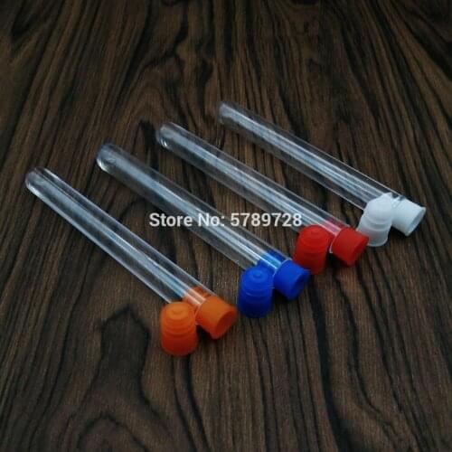 20PCS 12x100mm Clear Plastic Test Tube,School Supplies Lab Tools Tube with plastic color stopper push cap, Scented tea Tubes