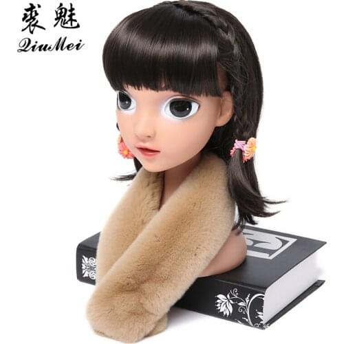 Real Fur Girls' Scarves Rabbit Brand New 2018 Soft Kids Winter Warm Fur Scarf Lovely 58cm Real Rabbit Fur Scarves for Children