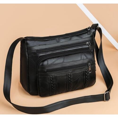 PU Leather Crossbody Bags Simple Solid Color Summer Multi Pocket Handbags Female Simple Totes for Women 2020 Trend