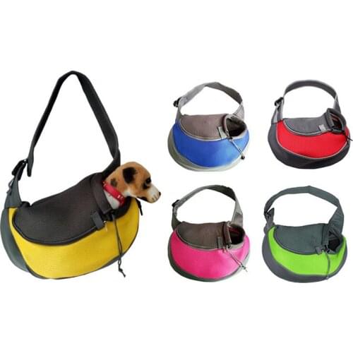 Comfort Pet Dog Carrier Outdoor Travel Handbag Pouch Mesh Oxford Single Shoulder Bag Sling Mesh Travel Tote Shoulder Bag