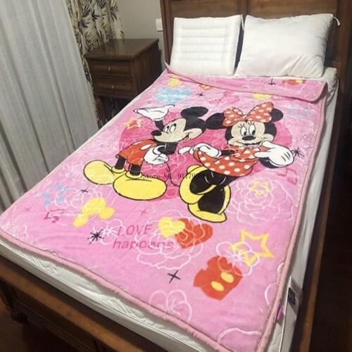 Disney Pink Cute Minnie Ultra Soft Blanket with Thick Embossed Coral Rascher Girls Sofa Bedding Blanket 140x200cm Home Spin