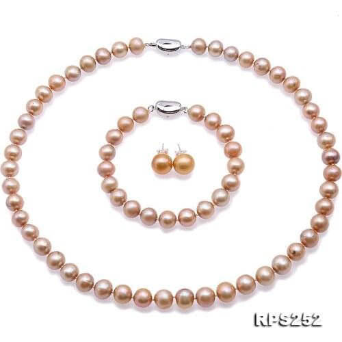 Unique Pearls jewellery Stone Natural Pearl Jewellery Set For Women Gift Champagne Freshwater Pearl Necklace Bracelet Earrings