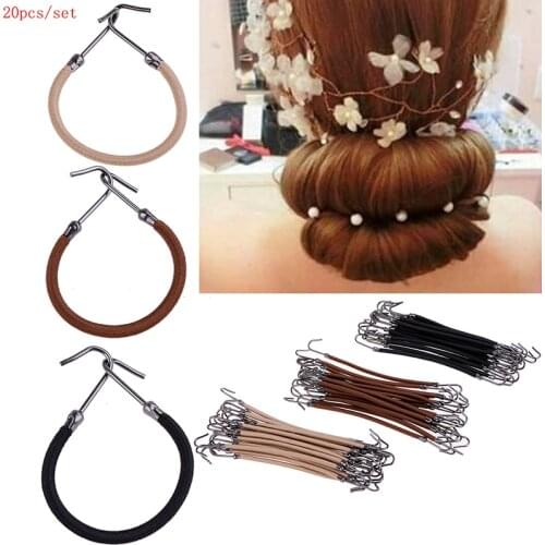 20Pcs Elastic Clips Ponytail Clip Holder Bungee Hair Thick Hair Headwear Bows Hair Accessories Girls Bands Gum With Hook