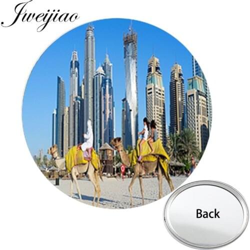 Youhaken United Arab Emirates Dubai Scenery Anniversary One Side Flat Mini Pocket Mirror Makeup Vanity Hand Travel Purse Mirror