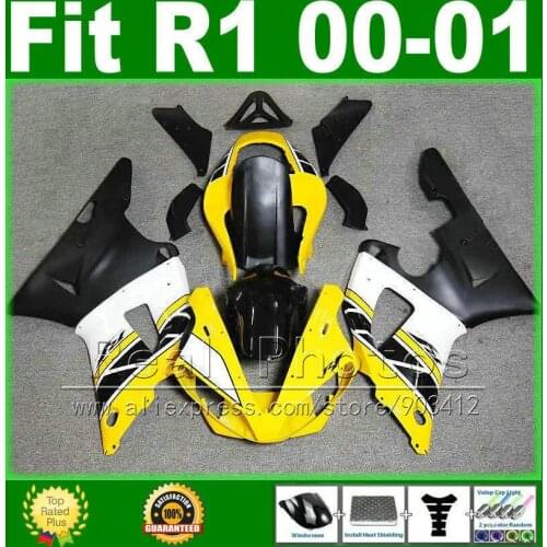 Yellow white black fairings for YAMAHA R1 2000 2001 cheap fairing kit YZFR1 00 01 1000 YZF-R1 bodywork kits plastic parts