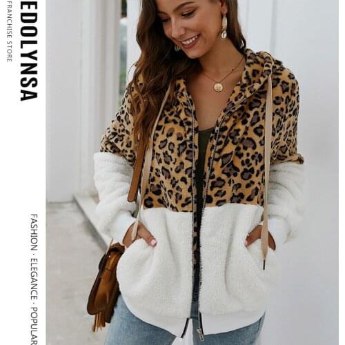 Warm trendy furry Women Jacket Leopard Patchwork Warm Soft Jacket Winter Multicolor Jacket Womens Plush Outwear female coat Y3
