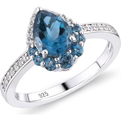 GZ ZONGFA Exquisite Luxury Shiny Natural Blue Topaz ring women Gemstone 100% Pure 925 Sterling Silver Fashion Jewelry Ring
