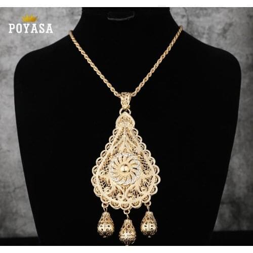 Gold Color Fashion Ethnic Women Vintage Pendant Necklace Wedding Jewelry