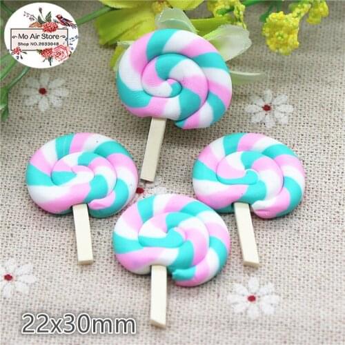 10PCS polymer clay hand made lollipop Flatback Cabochon Miniature Food Art Supply Decoration Charm Craft