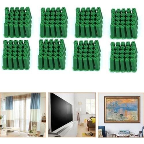 100pcs M6 Green Plastic Expansion Tube Bulge Drywall Wall Anchor Rubber Plug Expansion Head Drywall Screw Kit