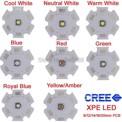 10x 3W Cree XPE XP-E Neutral White Cool White Warm White Red Green Blue Royal Blue Yellow LED Emitter Diode 8/12/14/16/20mm PCB