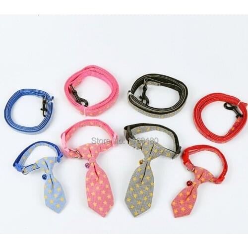 12 Sets/lot Pet Collar with Ties Leash Adjustable Pet Cat Dog Neckties Dog Grooming Supplies