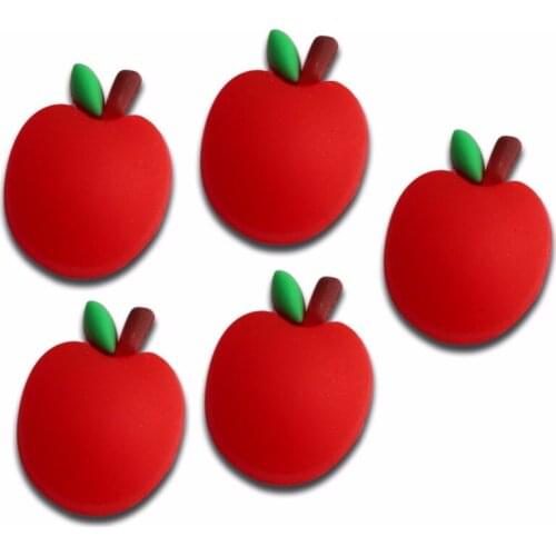 20Pcs Red Silicon Apple Decoration Crafts Kawaii Cute Flatback Cabochon Embellishments For Scrapbooking DIY Accessories