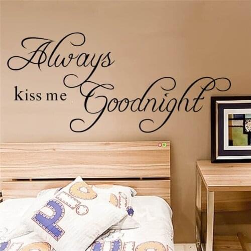 58x26cm Creative DIY Always Kiss Me Goodnight Quote Removable Wall Sticker Bedroom Home Decor PVC Art Wall Decals