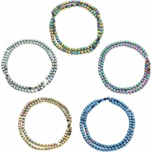 Natural Stone Hematite Beads Square shape 4*4mm 105Pcs Plated charm beads for DIY Necklace Bracelet Jewelry Making Accessories