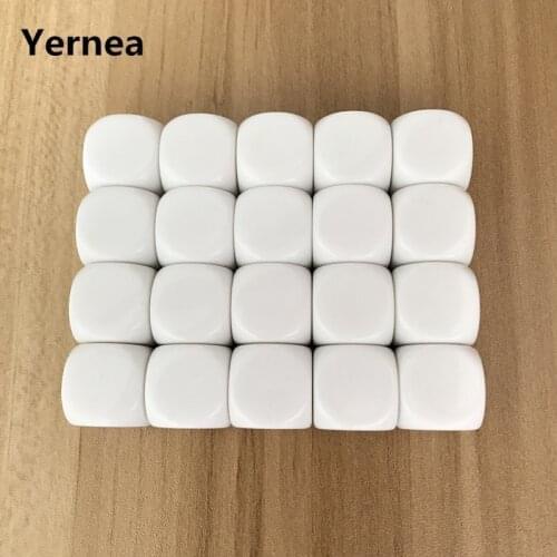 DIY New 100 Pcs White 18mm Blank Dice Acrylic Rounded Corner D6 Blank RPG Dice Write And Carving Children Teaching Boardgame