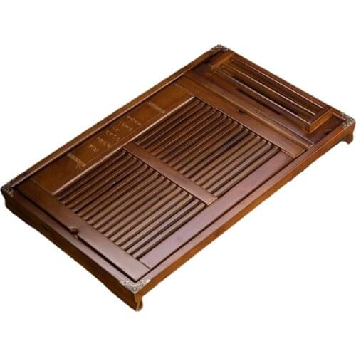 Chinese Wooden Tea Tray Drainage Water Storage Kung Fu Tea Set Dry Bubble Tea Tray with Drawer Plateau De Service Teaware 50