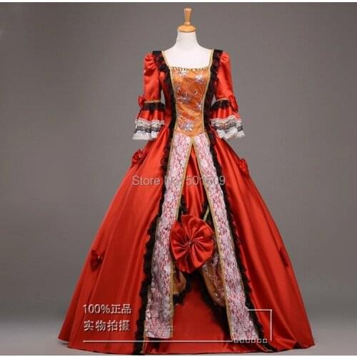 Red Medieval Renaissance lace Gown queen Dress stage costume Victorian Gothic/Marie Antoinette/civil war/Colonial Belle Ball