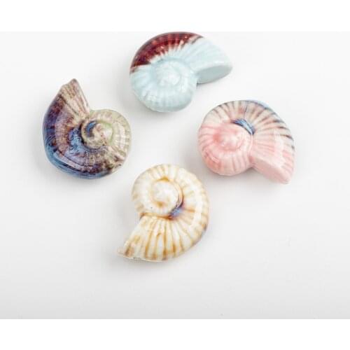 41# Conch Specail Shape Ceramic Beads Pendant two Side Porcelain Jewelry Part for Necklace #MY214
