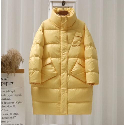 Ailegogo 90% White Duck Down Thick Warm Jacket Female Parkas Winter Loose Long Fashion Feather Down Coat Snow Outwear