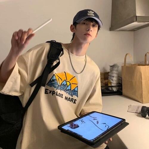 Plus Size Mens T Shirt letter Print Short Sleeve Round Neck China Style Fashion Harajuku Hip Pop Summer Male Cotton Tee Tops