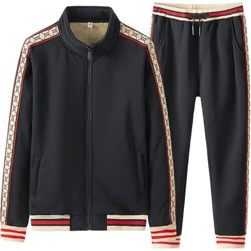 2021 spring and autumn new mens cardigan sweater suit youth stand-up collar casual Korean sportswear two-piece trend